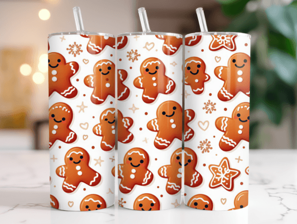 20OZ Gingerbread Pattern Tumbler Wrap Graphics