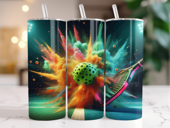 20oz Pickleball Tumbler Wrap PNG: Graphics for Tumbler Wraps