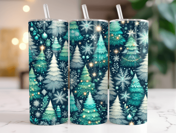 20oz Winter Scene Christmas Tumbler Wrap Graphics