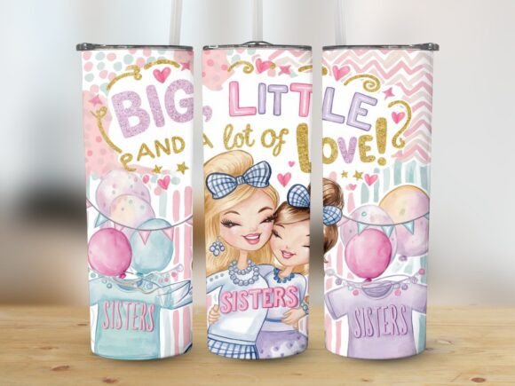 Big, Little Sorority Sisters Go Greek Graphics & Tumbler Wraps