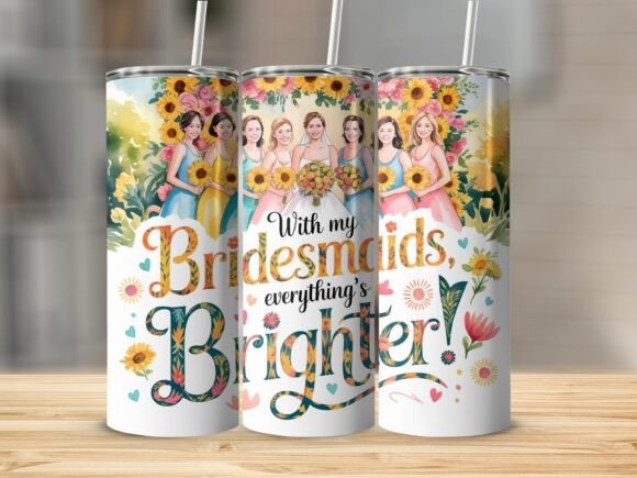 Bridesmaids, Wedding Party, Bridal PNG Graphics & Tumbler Wraps