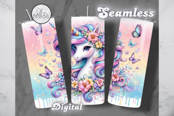 Cute Pastel Unicorn Tumbler Wrap Graphics