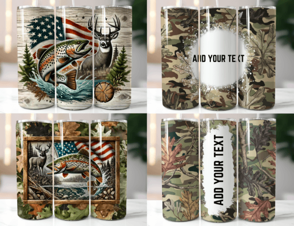 Fishing Hunting 20 Oz Wrap Bundle: Graphics for Tumbler Wraps