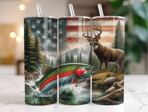 Fishing Hunting 20oz Tumbler Wrap PNG Graphics