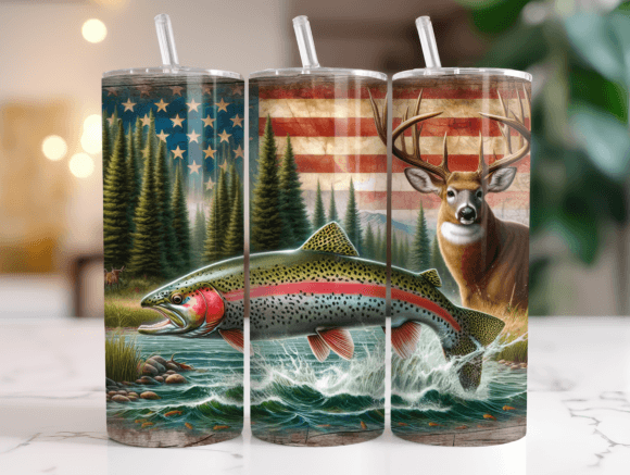 Fishing Hunting Tumbler Wrap 20oz PNG Graphics
