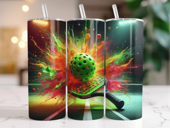 Pickleball 20oz Tumbler Wrap Design PNG