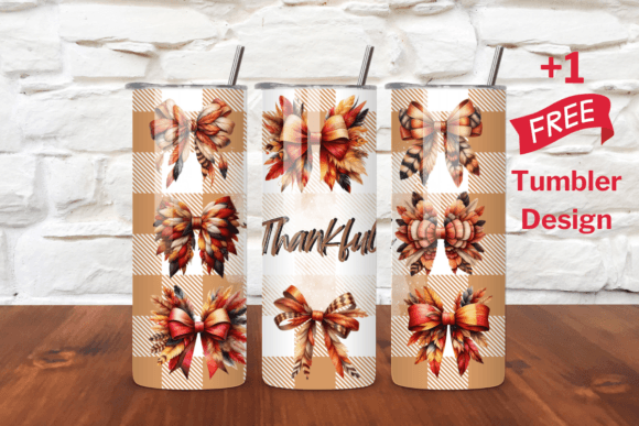 Thankful Bow Tumbler Wrap 20oz Graphics