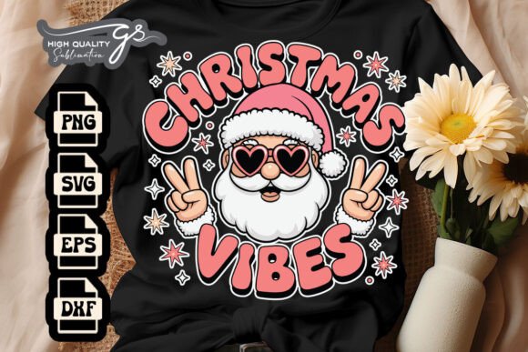 Xmas Vibes Pink Santa Claus SVG: Graphics for Crafts